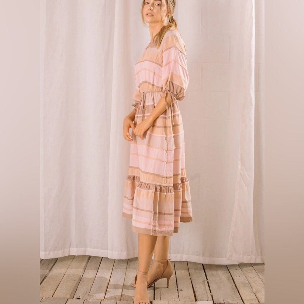 Storia Neapolitan Stripe Midi Dress M - Picture 2 of 8